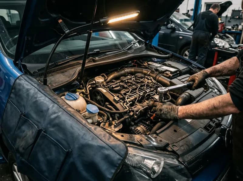 Motor durante uma reparação